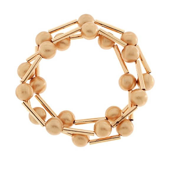 3 Row Metal Ball & Tube Bracelet